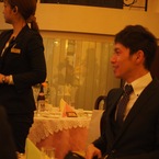 披露宴会場での田渕る